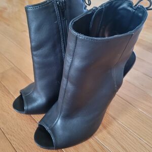 Elegant Black Peep-Toe Ankle Boots
